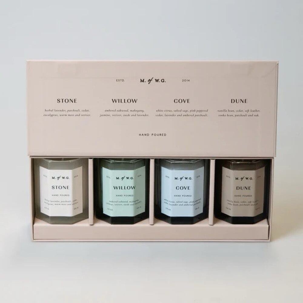 M of WG Candles 4 Piece Set Meridian Collection 3.8‎ oz Each Makers Of Wax Goods